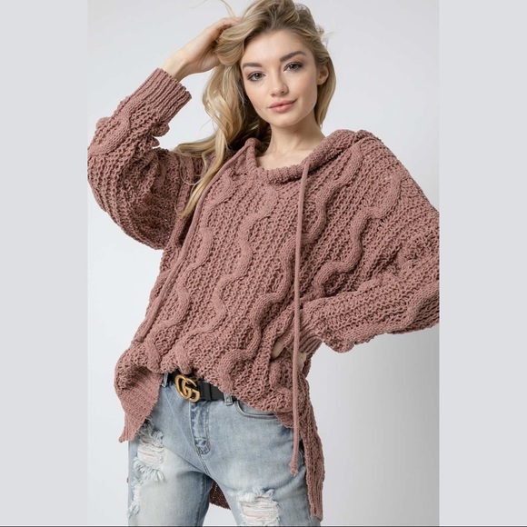 Soft Cable Knit Hooded Sweater - Picture 5 of 6